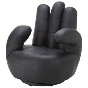 Fotel obrotowy w kształcie dłoni CATCHY z materiału skóropodobnego - Czarny