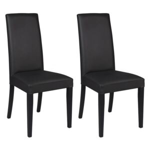 Komplet 2 krzeseł TACOMA - Czarna ekoskóra + czarne nogi