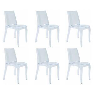Komplet 6 krzeseł sztaplowanych LUCINDA - Poliwęglan - Kryształowy