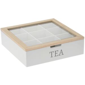 Pudełko na herbatę z napisem TEA, MDF, 24 x 24 x 7 cm