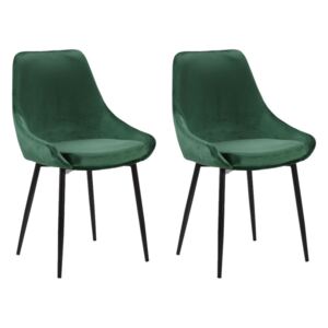 Zestaw 2 krzeseł MASURIE — welur — zielone