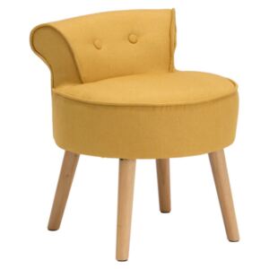 Mały fotel typu crapaud SAVEA – tkanina – kolor żółty