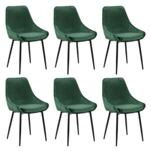 Zestaw 6 krzeseł MASURIE — welur — zielone