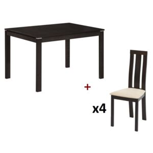 Zestaw stół + 4 krzesła DOMINGO — lite drewno dębowe — wenge