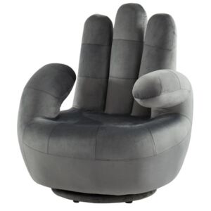 Fotel obrotowy w kształcie dłoni CATCHY z weluru - Antracytowy