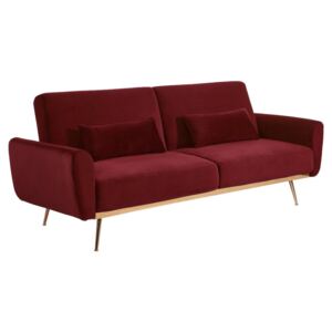 3-osobowa sofa rozkładana klik-klak z weluru LAUNEI - Kolor bordowy