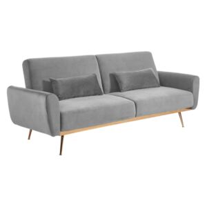 3-osobowa sofa rozkładana klik-klak z weluru LAUNEI - Kolor jasnoszary