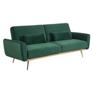 3-osobowa sofa rozkładana klik-klak z weluru LAUNEI - Kolor zielony