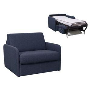 Fotel rozkładany NADOA z tkaniny, z mechanizmem typu ekspres – miejsce do spania 70 cm – kolor niebieski