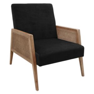 Fotel CANE z weluru i trzciny – kolor czarny