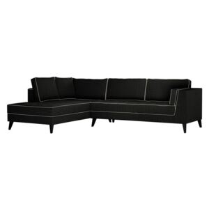 Czarna lewostronna sofa z kremowymi detalami Stella Cadente Maison Atalaia