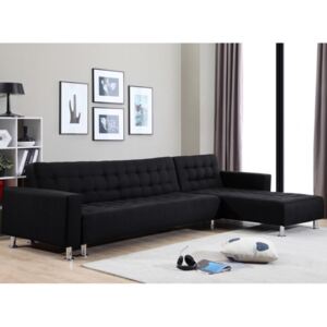Rozkładana sofa narożna dwustronna z tkaniny WILLIS - Czarny
