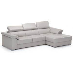 Rozkładana sofa narożna ze skóry wysokiej jakości EXPERIENCIA - Szary - Narożnik prawostronny