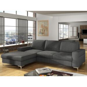 Sofa narożna rozkładana z tkaniny CHONA - Antracytowy - Narożnik lewostronny
