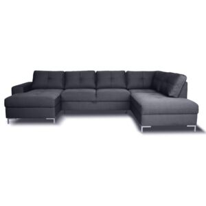 Duża sofa narożna rozkładana JENSEN z tkaniny - Antracytowy - Narożnik prawostronny
