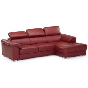 Rozkładana sofa narożna ze skóry wysokiej jakości EXPERIENCIA - Czerwony - Narożnik prawostronny