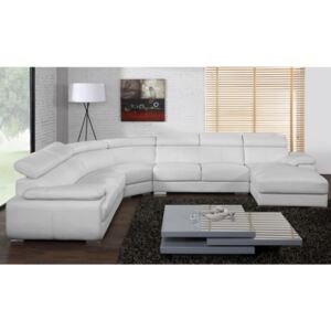 Duża sofa 7-osobowa ze skóry ELEVANTO - Biały - Narożnik prawostronny