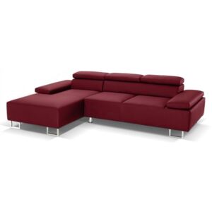Sofa narożna z włoskiej skóry najwyższej jakości DELICATESSE - Czerwony - Narożnik lewostronny
