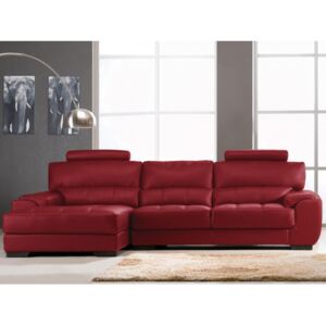 Sofa narożna ze skóry METROPOLITAN II - Czerwony - Narożnik lewostronny
