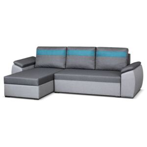 Rozkładana narożna sofa MARCHAL, dwustronna, z tkaniny – kolor antracytowy i jasnoszary