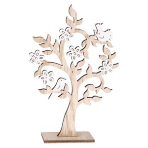 Drewniana dekoracja Kwitnące drzewo z ptaszkami, 13 x 20 cm