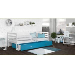 Łóżko z szufladą JACEK 190x80cm, kolor biało-niebieski
