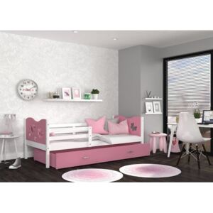 Łóżko z szufladą MAX 190x80cm, kolor biało-różowy