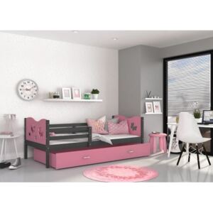 Łóżko z szufladą MAX 190x80cm, kolor szaro-różowy