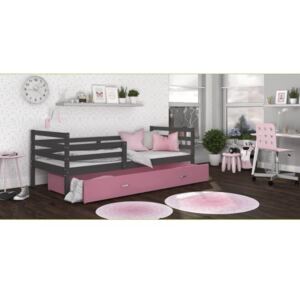 Łóżko z szufladą JACEK 190x80cm, kolor szaro-różowy