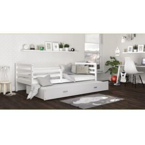 Łóżko podwójne wysuwane z szufladą JACEK 190x80cm, kolor biały