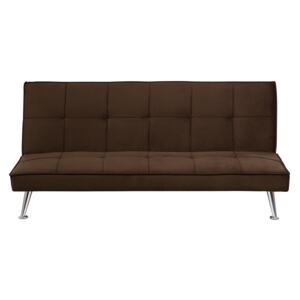 Sofa rozkładana brązowa 3-osobowa pikowana metalowe nogi nowoczesna