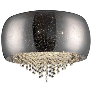Sufitowa LAMPA glamour VISTA C0076-06K-F4GR Zumaline szklana OPRAWA z kryształkami PLAFON kropki galaktyka chrom