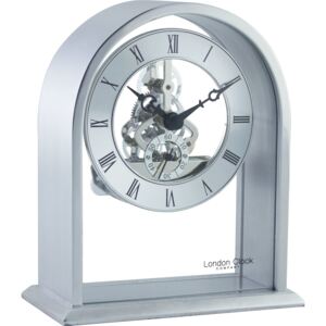 Zegar stołowy Arch Top Skeleton srebrny