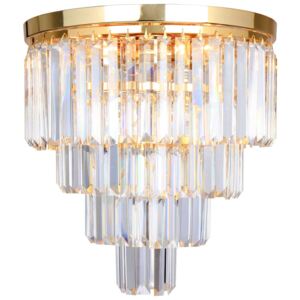 Plafon LAMPA sufitowa AMEDEO FC17106/4+1-GLD Zumaline szklana OPRAWA okrągła kryształki cristal glamour złota przezroczysta