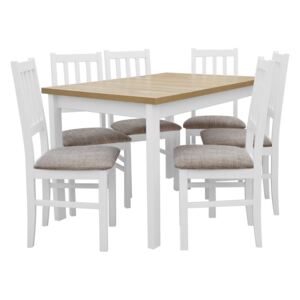 Stół z 6 krzesłami biały do kuchni jadalni X007