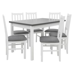 Stół z 6 krzesłami biały do kuchni jadalni X009