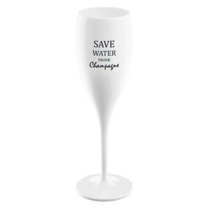 Kieliszek do szampana CHEERS NO. 1 z napisem SAVE WATER DRINK CHAMPAGNE biały KOZIOL mantecodesign