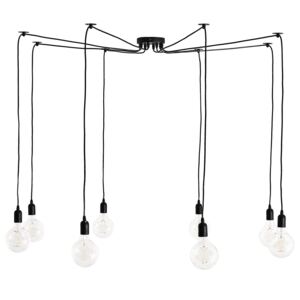 Lampa pająk wisząca 6-punktowa czarna metalowa PVC sufitowa styl industrialna