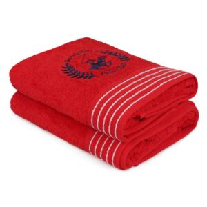 Zestaw dwóch czerwonych ręczników kąpielowych Beverly Hills Polo Club Horses, 140x70 cm