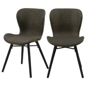 SELSEY Zestaw dwóch krzeseł tapicerowanych Glena khaki na czarnych nóżkach