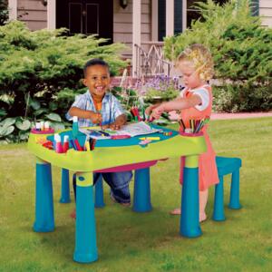 Stół edukacyjny dla dzieci z 2 stołkami Creative Play Table zielono-fioletowy KETER