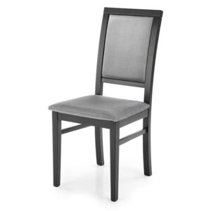 Drewniane krzesło tapicerowane czarne z szarym