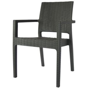 Krzesło Kacper nowoczesne wypoczynkowe szare z technorattanu kolor: bezbarwny (transparentny), Materiał: poliwęglan