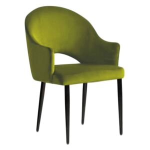 Oliwkowe tapicerowane krzesło fotel DIUNA materiał BL-75