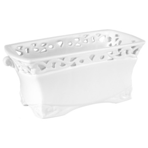 Osłonka doniczki rynna wewnętrzna koronka 27 cm biała