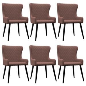 Krzesła do jadalni VidaXL, brązowe, tapicerowane tkaniną, 6 sztuk