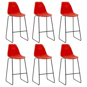 Krzesła barowe vidaXL, 6 szt., czerwone, plastik