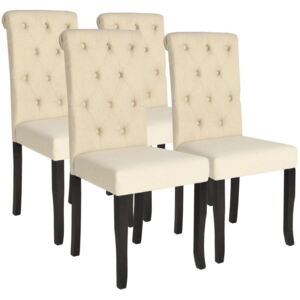 Krzesła stołowe vidaXL, 4 szt., kremowe, tkanina