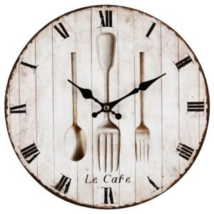 Zegar kuchenny z motywem sztućców, Ø 28 cm, beżowy