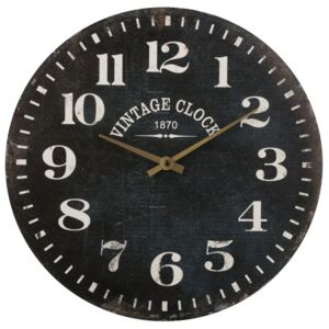 Zegar na ścianę drewniany, zegar ścienny z czytelnymi cyframi, czarny, Ø 38 cm